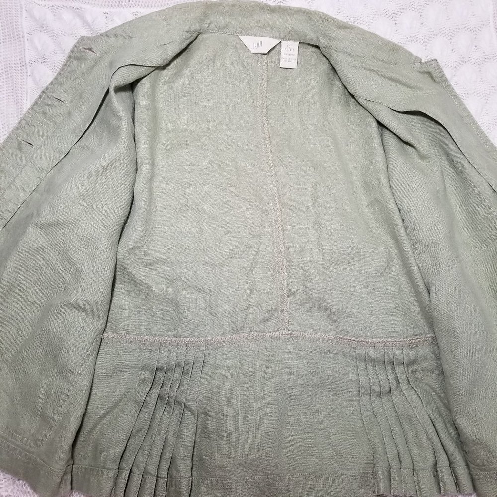 J Jill 100% linen pleated back jacket light green size XSP petite short buttonup - Picture 9 of 9